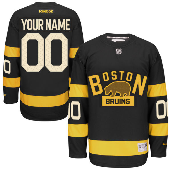 Men's Reebok Boston Bruins Customized Authentic Black 2016 Winter Classic NHL Jersey