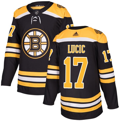 Men's Adidas Boston Bruins #17 Milan Lucic Authentic Black Home NHL Jersey