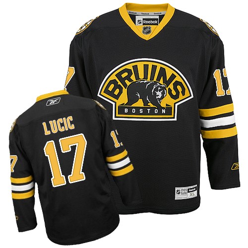 Youth Reebok Boston Bruins #17 Milan Lucic Premier Black Third NHL Jersey