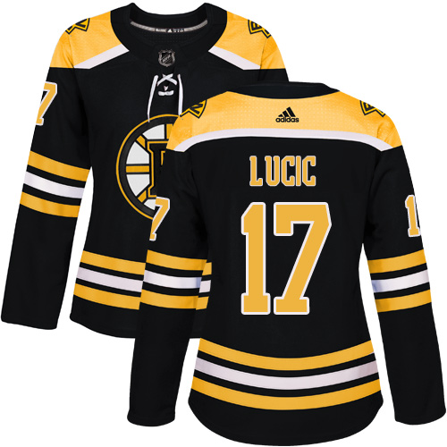 Women's Adidas Boston Bruins #17 Milan Lucic Authentic Black Home NHL Jersey