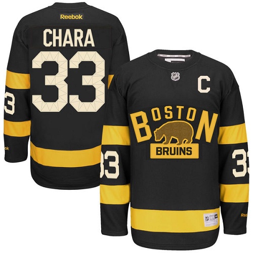 Youth Reebok Boston Bruins #33 Zdeno Chara Authentic Black 2016 Winter Classic NHL Jersey