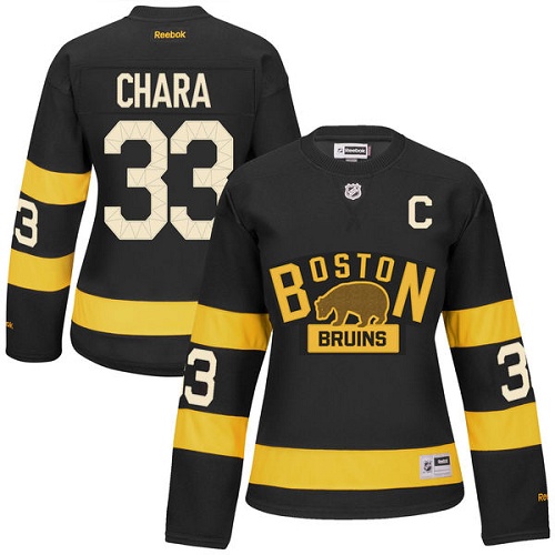 Women's Reebok Boston Bruins #33 Zdeno Chara Authentic Black 2016 Winter Classic NHL Jersey