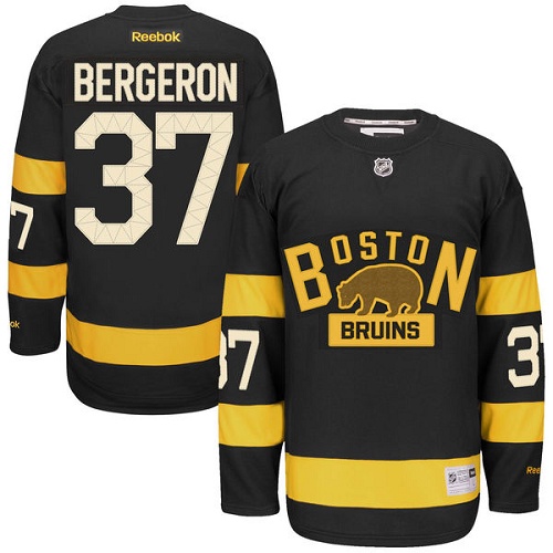 Men's Reebok Boston Bruins #37 Patrice Bergeron Authentic Black 2016 Winter Classic NHL Jersey