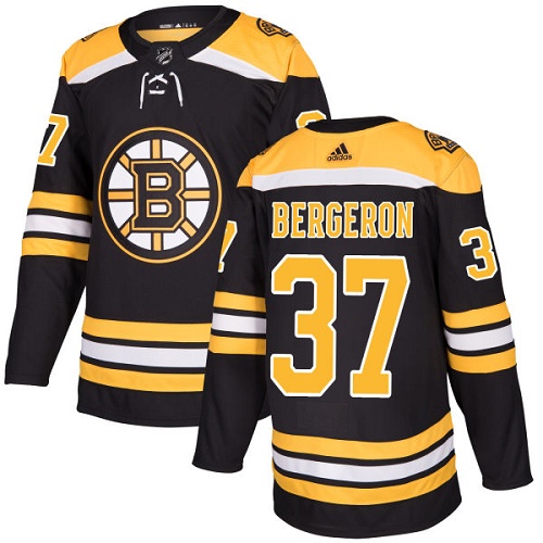 Youth Adidas Boston Bruins #37 Patrice Bergeron Authentic Black Home NHL Jersey