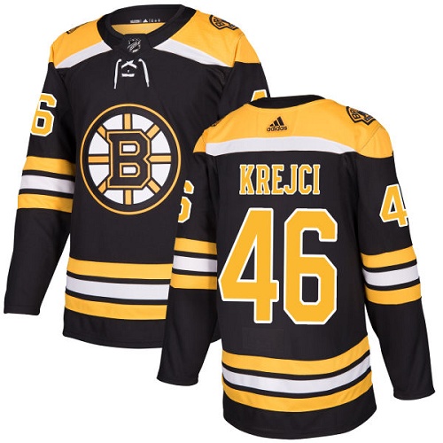 Men's Adidas Boston Bruins #46 David Krejci Authentic Black Home NHL Jersey