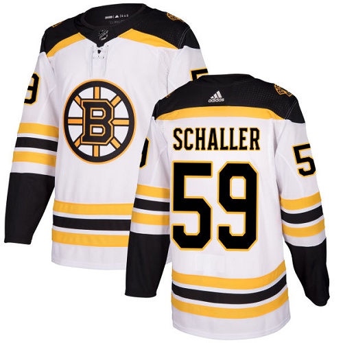 Men's Adidas Boston Bruins #59 Tim Schaller Authentic White Away NHL Jersey