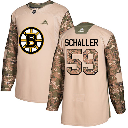 Men's Adidas Boston Bruins #59 Tim Schaller Authentic Camo Veterans Day Practice NHL Jersey