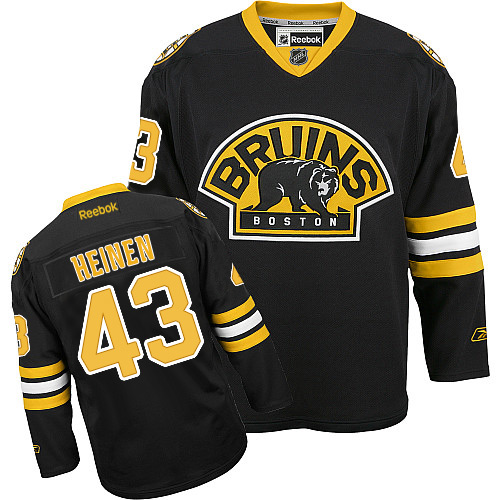 Men's Reebok Boston Bruins #43 Danton Heinen Premier Black Third NHL Jersey