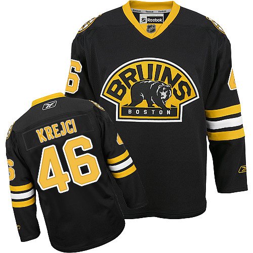 Men's Reebok Boston Bruins #46 David Krejci Authentic Black Third NHL Jersey