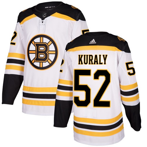 Youth Adidas Boston Bruins #52 Sean Kuraly Authentic White Away NHL Jersey