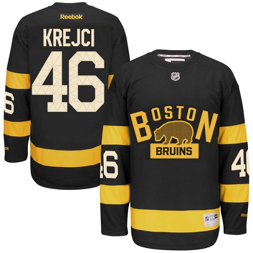 Men's Reebok Boston Bruins #46 David Krejci Authentic Black 2016 Winter Classic NHL Jersey