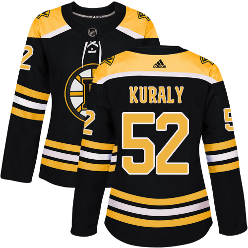 Women's Adidas Boston Bruins #52 Sean Kuraly Authentic Black Home NHL Jersey
