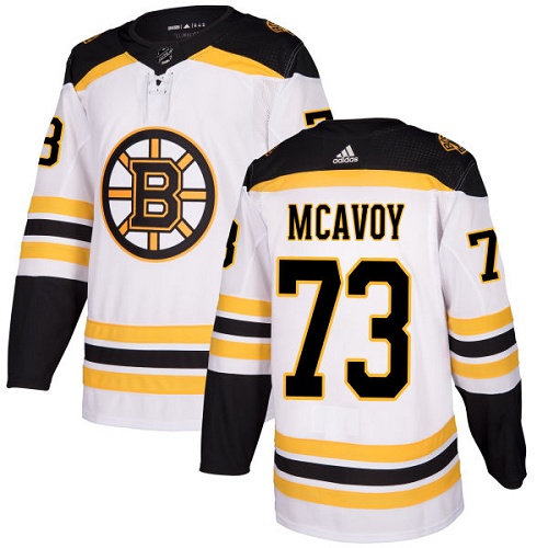 Men's Adidas Boston Bruins #73 Charlie McAvoy Authentic White Away NHL Jersey