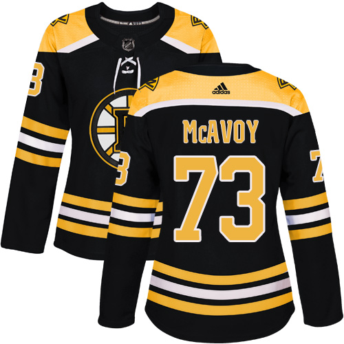 Women's Adidas Boston Bruins #73 Charlie McAvoy Authentic Black Home NHL Jersey