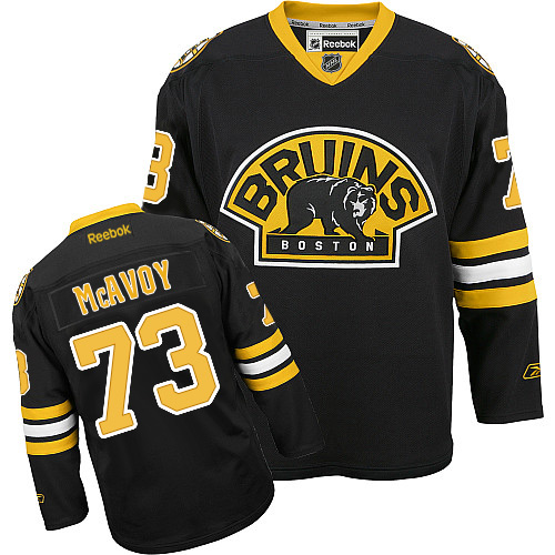 Women's Reebok Boston Bruins #73 Charlie McAvoy Authentic Black Third NHL Jersey