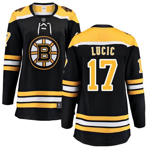 Women's Boston Bruins #17 Milan Lucic Authentic Black Home Fanatics Branded Breakaway NHL Jersey