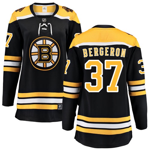 Women's Boston Bruins #37 Patrice Bergeron Authentic Black Home Fanatics Branded Breakaway NHL Jersey