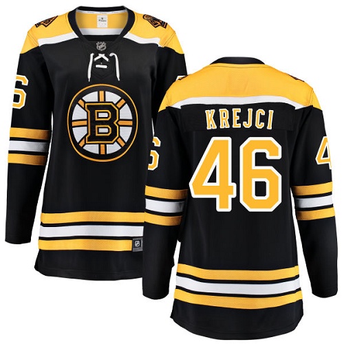 Women's Boston Bruins #46 David Krejci Authentic Black Home Fanatics Branded Breakaway NHL Jersey