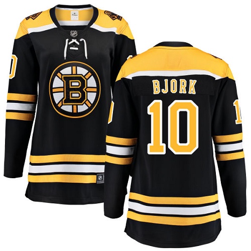 Women's Boston Bruins #10 Anders Bjork Authentic Black Home Fanatics Branded Breakaway NHL Jersey