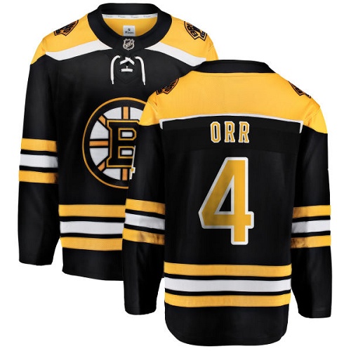 Youth Boston Bruins #4 Bobby Orr Authentic Black Home Fanatics Branded Breakaway NHL Jersey