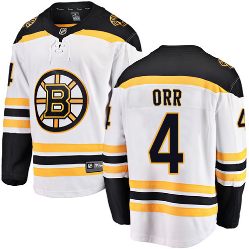Youth Boston Bruins #4 Bobby Orr Authentic White Away Fanatics Branded Breakaway NHL Jersey
