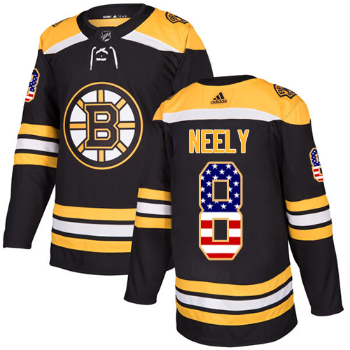 Men's Adidas Boston Bruins #8 Cam Neely Authentic Black USA Flag Fashion NHL Jersey