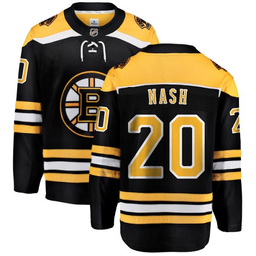 Men's Boston Bruins #20 Riley Nash Authentic Black Home Fanatics Branded Breakaway NHL Jersey