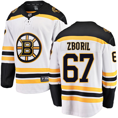 Men's Boston Bruins #67 Jakub Zboril Authentic White Away Fanatics Branded Breakaway NHL Jersey