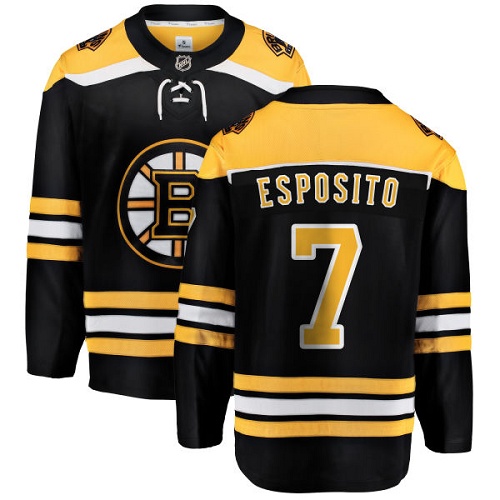 Men's Boston Bruins #7 Phil Esposito Authentic Black Home Fanatics Branded Breakaway NHL Jersey