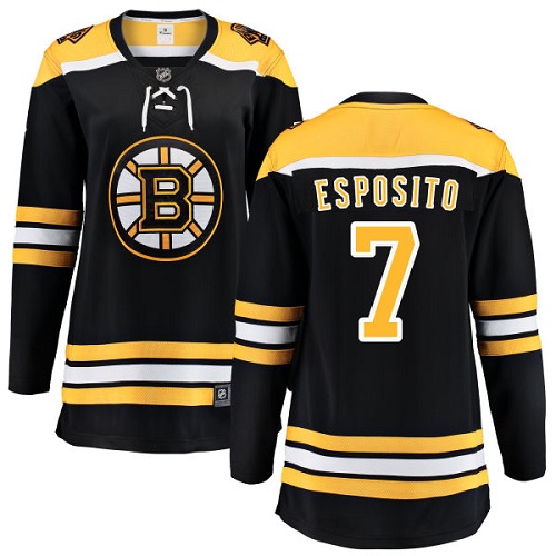 Women's Boston Bruins #7 Phil Esposito Authentic Black Home Fanatics Branded Breakaway NHL Jersey