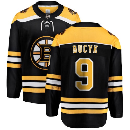 Men's Boston Bruins #9 Johnny Bucyk Authentic Black Home Fanatics Branded Breakaway NHL Jersey