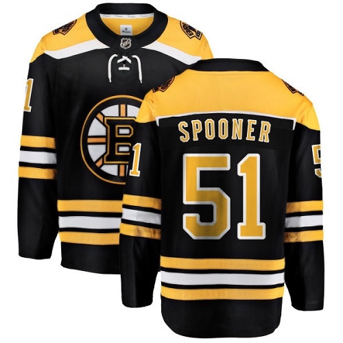 Men's Boston Bruins #51 Ryan Spooner Authentic Black Home Fanatics Branded Breakaway NHL Jersey