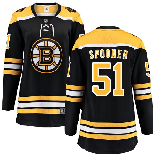 Women's Boston Bruins #51 Ryan Spooner Authentic Black Home Fanatics Branded Breakaway NHL Jersey