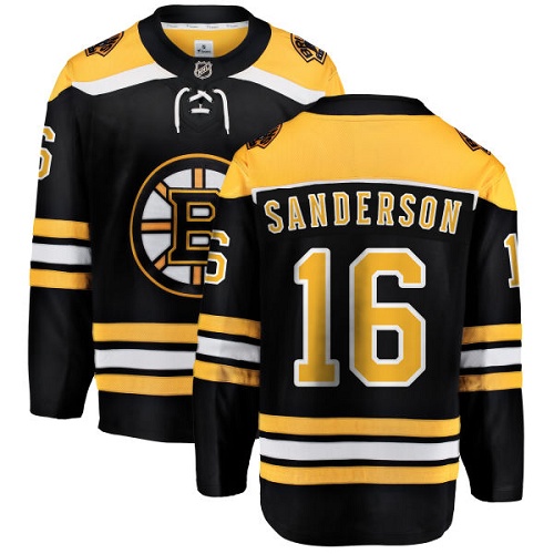 Men's Boston Bruins #16 Derek Sanderson Authentic Black Home Fanatics Branded Breakaway NHL Jersey