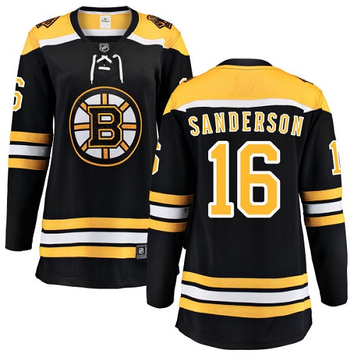 Women's Boston Bruins #16 Derek Sanderson Authentic Black Home Fanatics Branded Breakaway NHL Jersey