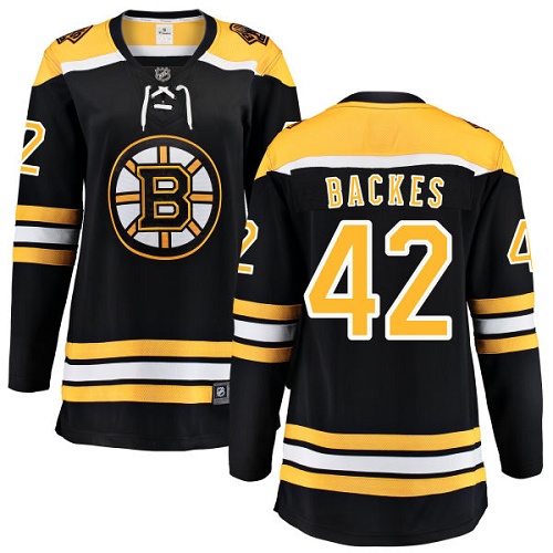 Women's Boston Bruins #42 David Backes Authentic Black Home Fanatics Branded Breakaway NHL Jersey