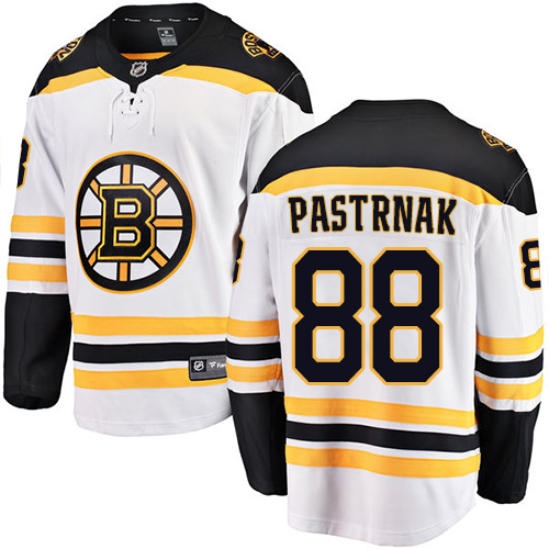 Men's Boston Bruins #88 David Pastrnak Authentic White Away Fanatics Branded Breakaway NHL Jersey