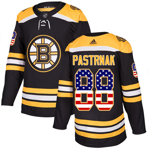 Youth Adidas Boston Bruins #88 David Pastrnak Authentic Black USA Flag Fashion NHL Jersey