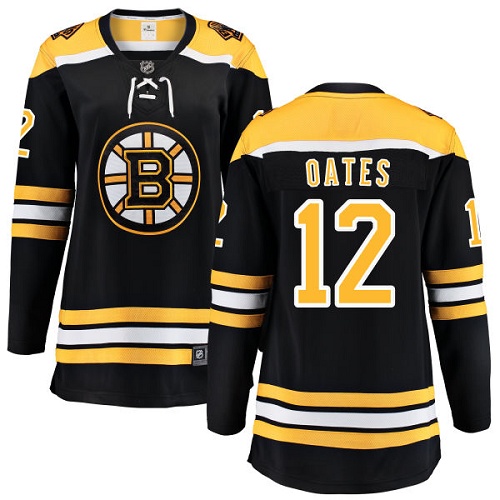 Women's Boston Bruins #12 Adam Oates Authentic Black Home Fanatics Branded Breakaway NHL Jersey