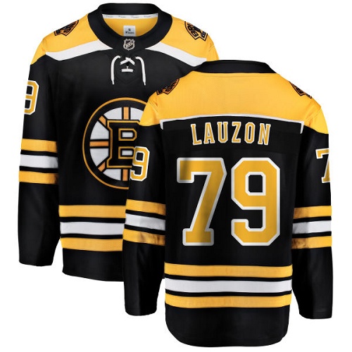 Men's Boston Bruins #79 Jeremy Lauzon Authentic Black Home Fanatics Branded Breakaway NHL Jersey