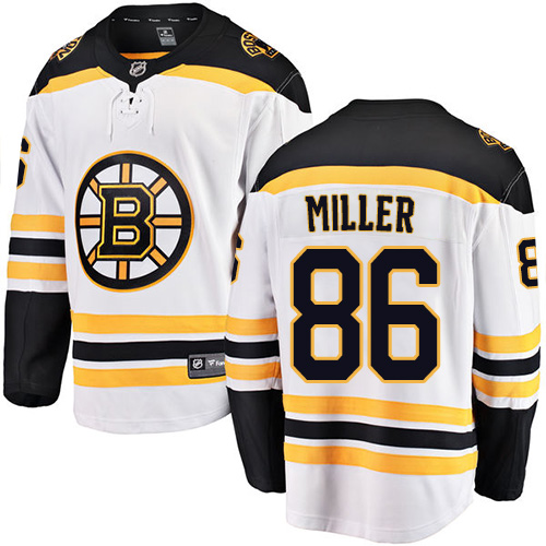 Men's Boston Bruins #86 Kevan Miller Authentic White Away Fanatics Branded Breakaway NHL Jersey