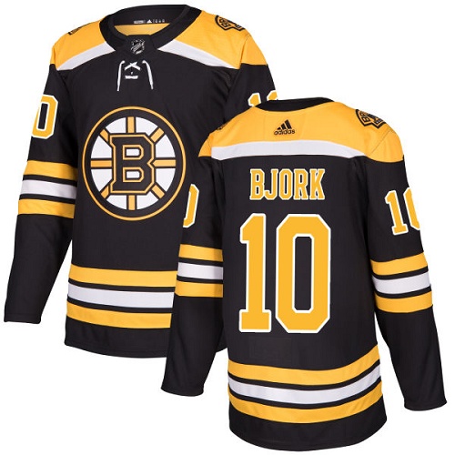 Men's Adidas Boston Bruins #10 Anders Bjork Authentic Black Home NHL Jersey