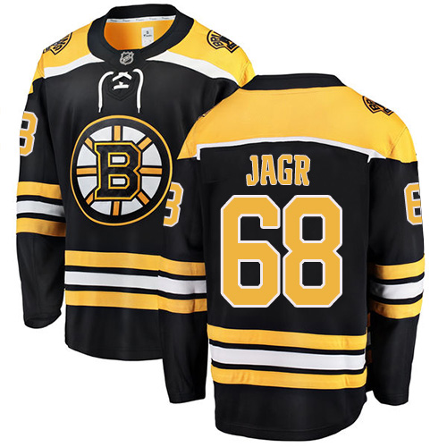 Men's Boston Bruins #68 Jaromir Jagr Authentic Black Home Fanatics Branded Breakaway NHL Jersey