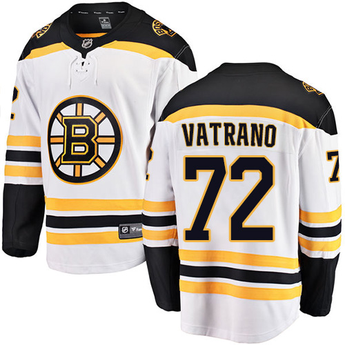 Men's Boston Bruins #72 Frank Vatrano Authentic White Away Fanatics Branded Breakaway NHL Jersey