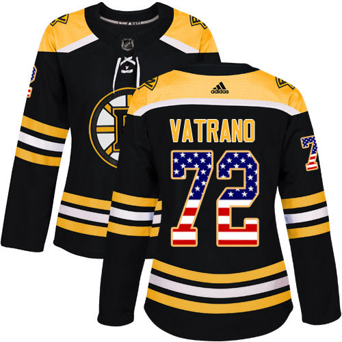 Women's Adidas Boston Bruins #72 Frank Vatrano Authentic Black USA Flag Fashion NHL Jersey