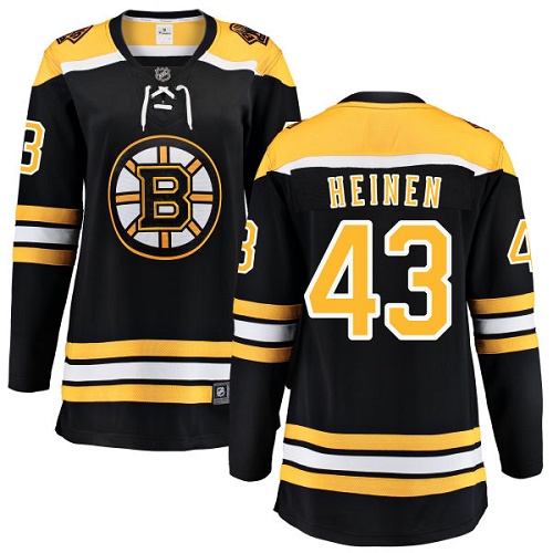 Women's Boston Bruins #43 Danton Heinen Authentic Black Home Fanatics Branded Breakaway NHL Jersey