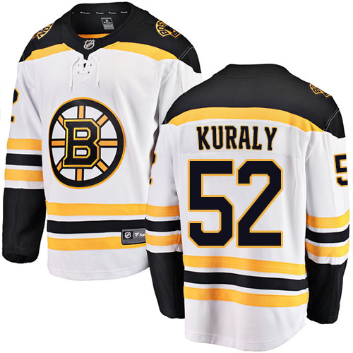 Men's Boston Bruins #52 Sean Kuraly Authentic White Away Fanatics Branded Breakaway NHL Jersey