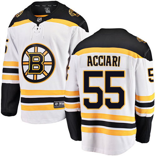 Men's Boston Bruins #55 Noel Acciari Authentic White Away Fanatics Branded Breakaway NHL Jersey