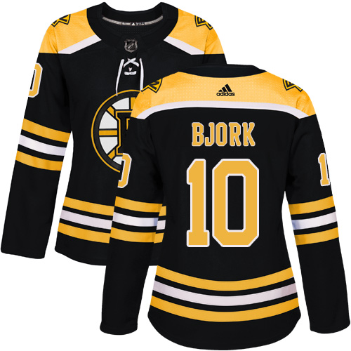 Women's Adidas Boston Bruins #10 Anders Bjork Authentic Black Home NHL Jersey