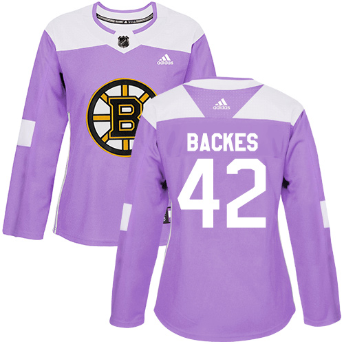 Women's Adidas Boston Bruins #42 David Backes Authentic Purple Fights Cancer Practice NHL Jersey